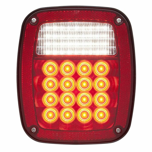 Optronics 52-Led Stud Mount Combination Stop/Turn/Tail/Backup Light With Reflex Lens And License STL60RLB